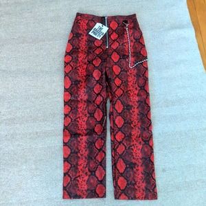 The ragged priest snakeskin front zip pants (Vinyl print not actual snakeskin)